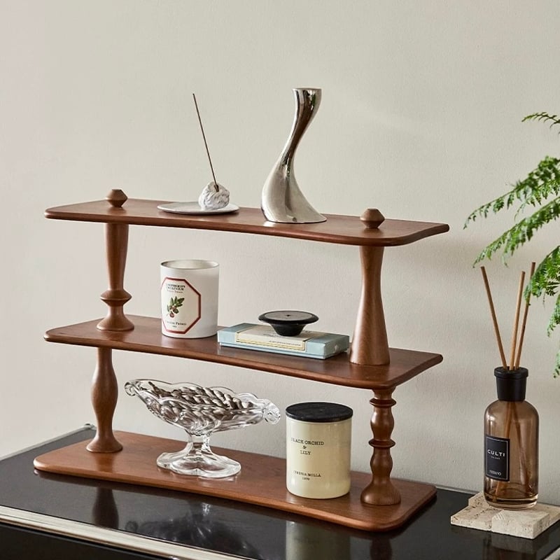 ナチュラル ウッド 三段 収納 ディスプレイラック ブラウン | 70PARK