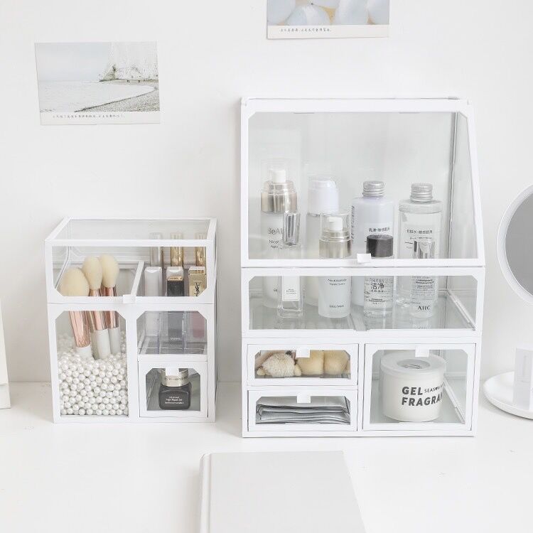 大幅値下げ！！DENBA ボックス型収納 ホワイト　コスメボックス DENBA ボックス型収納 ホワイト コスメボックス