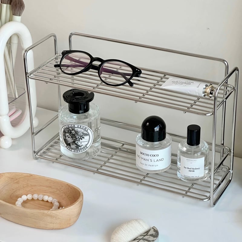 ステンレス シルバー 二段 スリム 収納 ラック スパイスラック