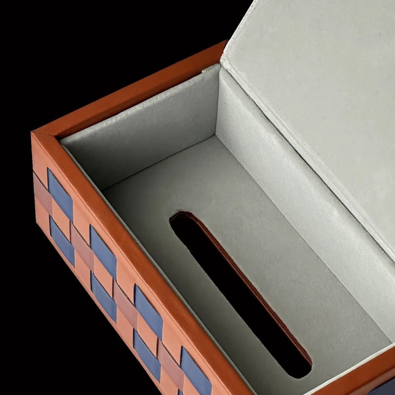 ボックス型 編み込み フェイクレザー ティッシュケース | 70PARK