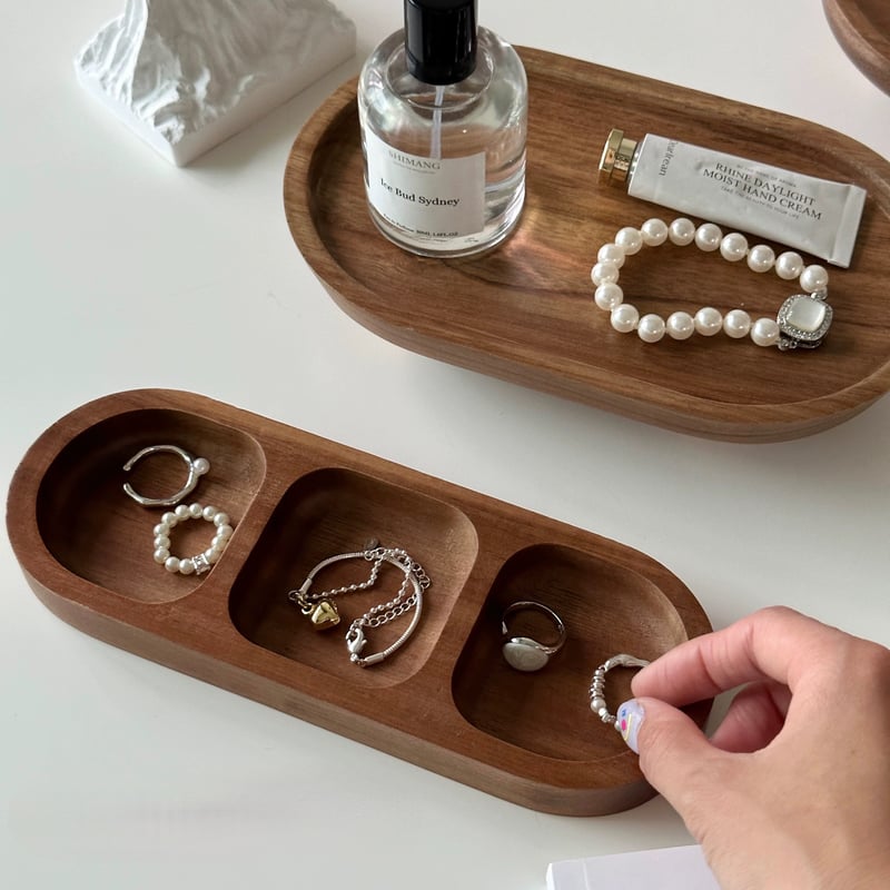 アカシア ウッド アクセサリー トレイ 全3種 ブラウン 小物置き トレー