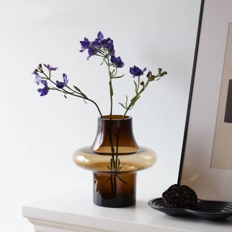 #ブラウンカラー クリア ガラス フラワーベース 全2サイズ 花瓶