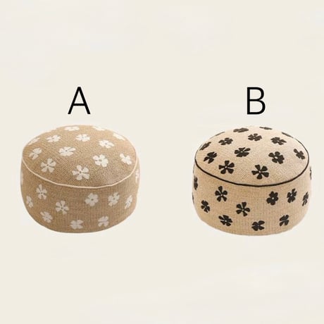 #ストロー素材 フラワー ビーズ クッション プフ 全2色 椅子