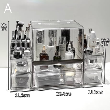 #3点セット クリア シルバー 大容量 コスメ 収納 ボックス 全2色