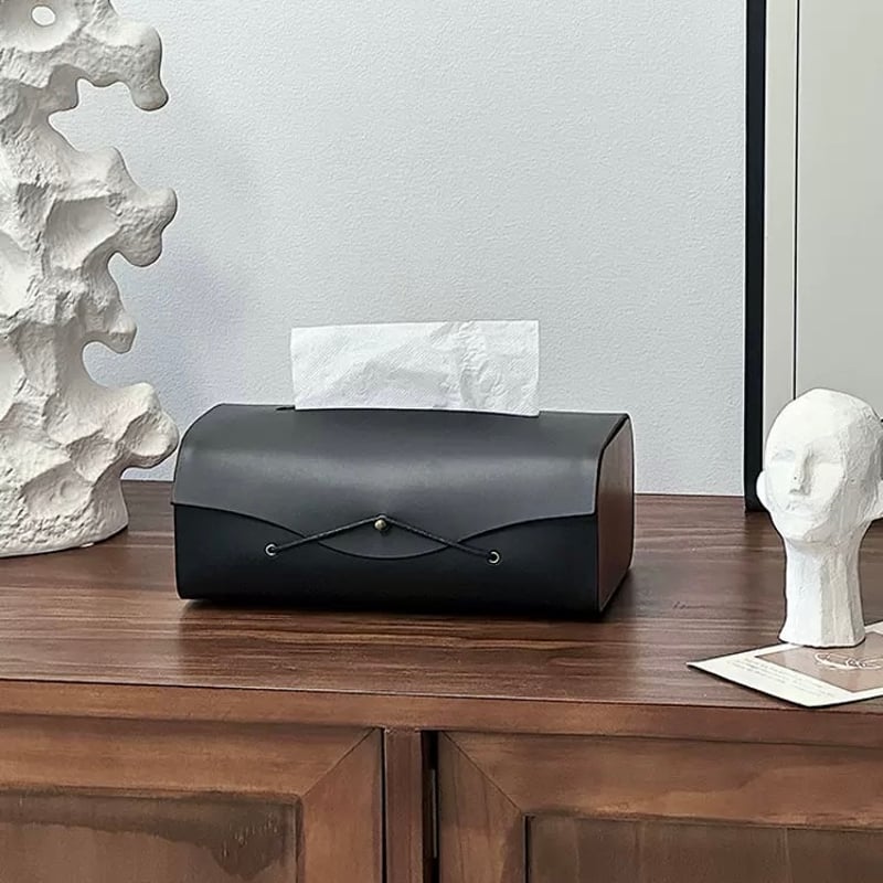 サイド ウッド フェイクレザー シンプル ティッシュケース 全3色 | 70PARK