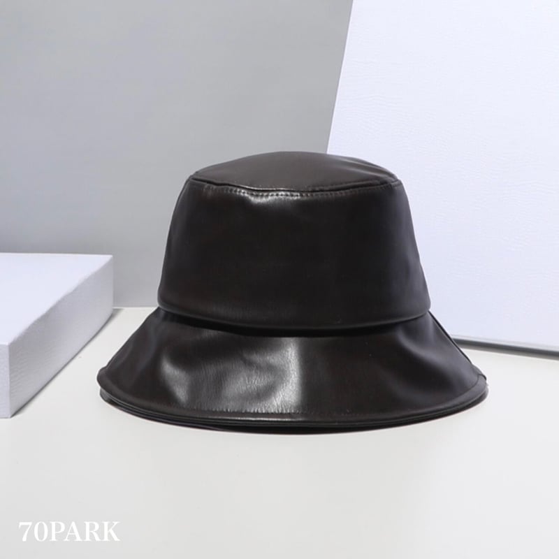 ナヌーシュカ フェイクレザーバケットハット 即納】#フェイクレザー バケットハット 全4色 帽子 | 70PARK