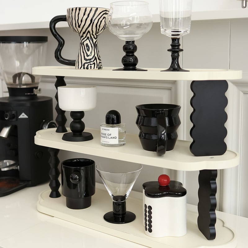 うねうね モノトーン 三段 収納 ディスプレイラック | 70PARK