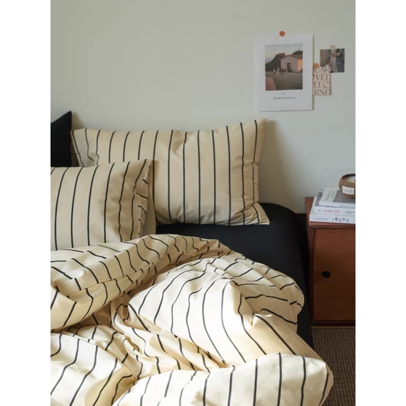 アイボリー ブラック ストライプ 布団カバーセット 全2種 | 70PARK
