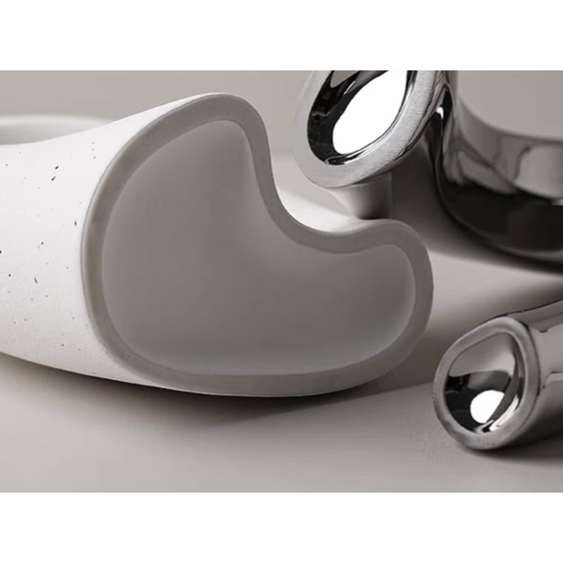 2点セット ホワイト × シルバー セラミック フラワーベース 花瓶 | 70PARK