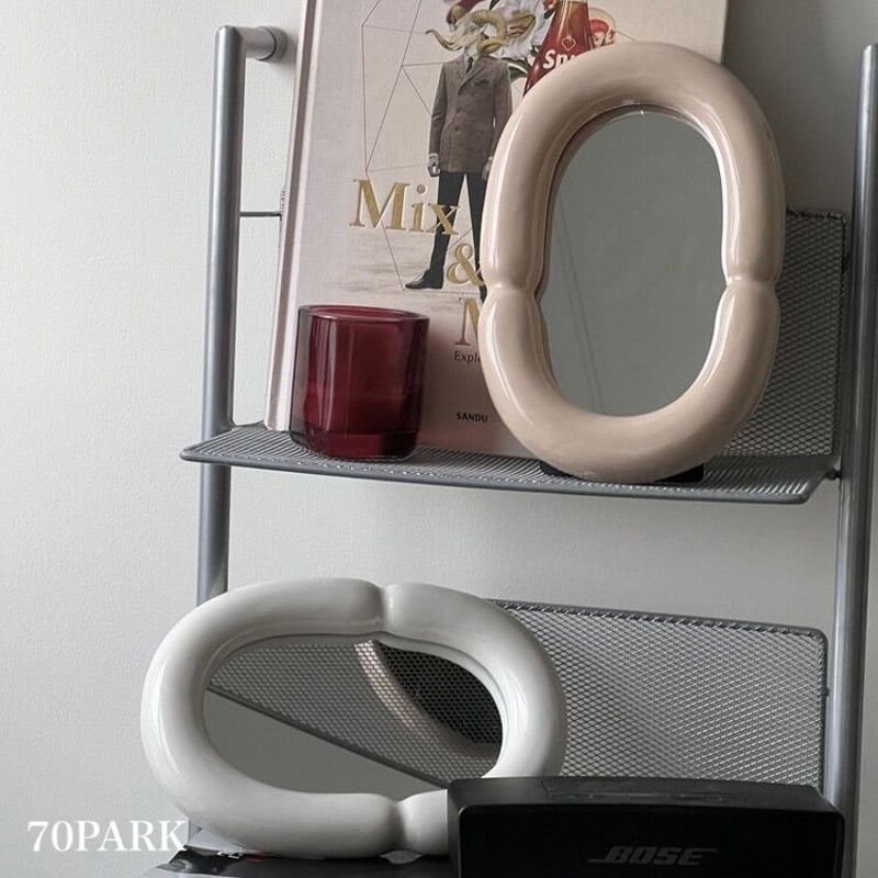 オーバル チャビー フレーム ミラー 全2色 壁掛け 卓上 | 70PARK