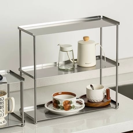 #ステンレス シルバー カップ 収納 二段 三段 ラック 全2種