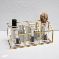 【即納】#ゴールド フレーム クリア ブラシスタンド コスメ 収納