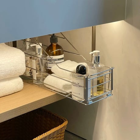 #ステンレス スリム バスケット シルバー 収納 ラック 洗面台収納 すきま収納