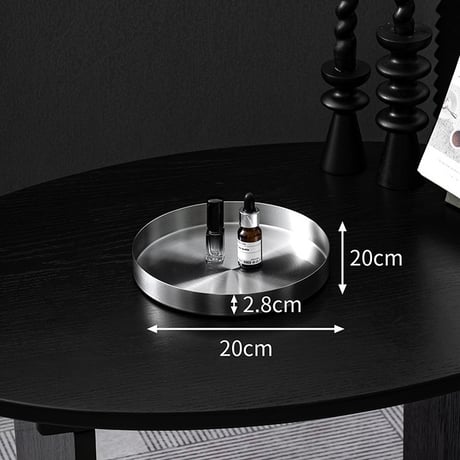 #マット シルバー ステンレス ラウンド トレイ 全4サイズ アクセサリートレイ 収納