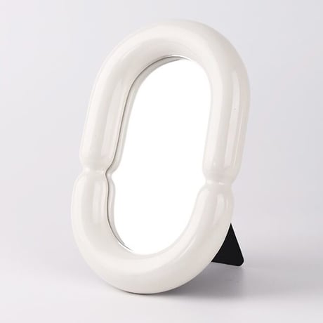 #オーバル チャビー フレーム ミラー 全2色 壁掛け 卓上