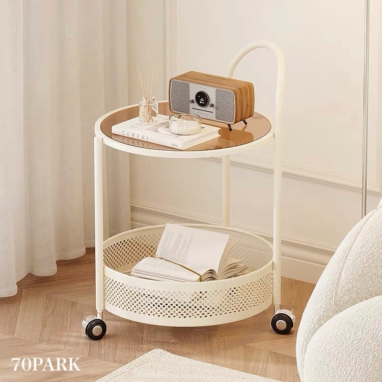 新品未使用❣️キャスター付きウッドラック バスケット収納サイドテーブル籐ラタン fit=scale-down,w=1200