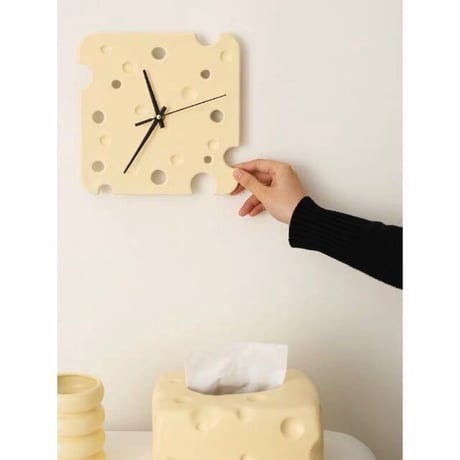 #チーズ モチーフ セラミック クロック 全4色 壁掛け時計
