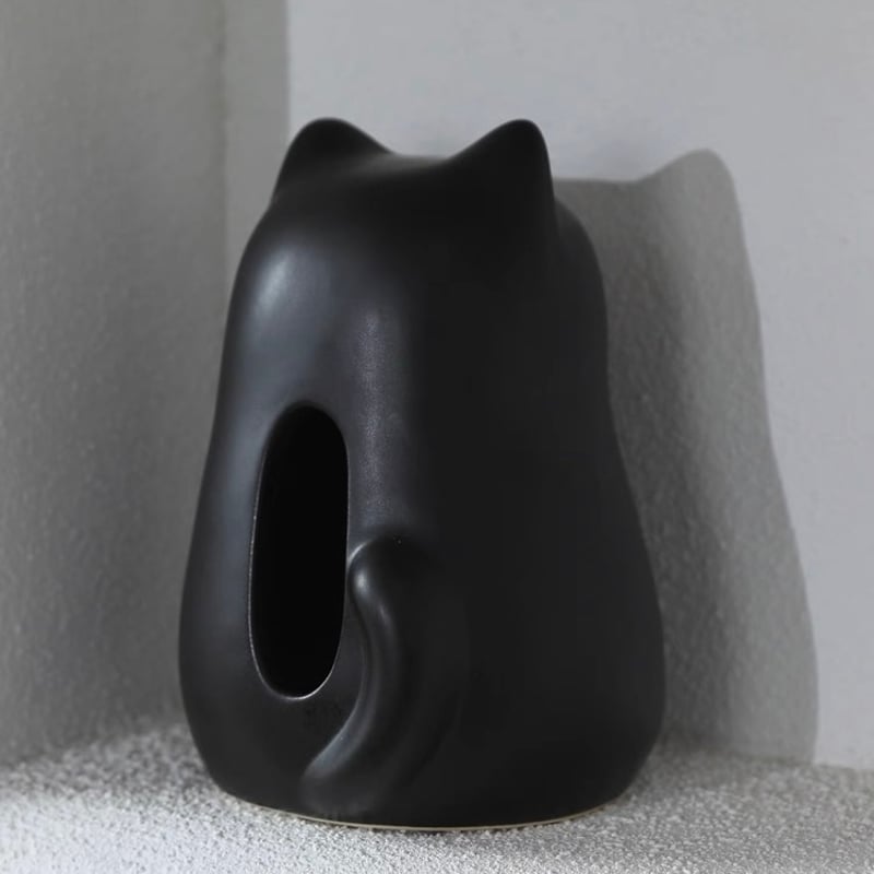 即納】#おすわり キャット セラミック ティッシュケース 全4色 猫