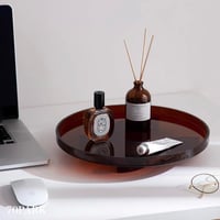 #アクリル ラウンド カフェトレイ ブラウン トレー