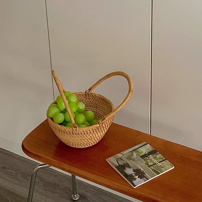 ラタン 持ち手付き ピクニック バスケット 収納 カゴ | 70PARK