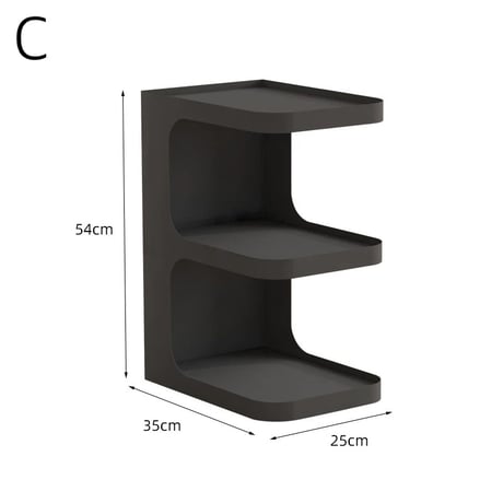 #幅25cm アイアン E型 コンパクト 三段 サイドテーブル 全3色