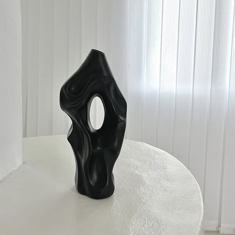 #凸凹 ユニーク アート セラミック フラワーベース 花瓶 全2色