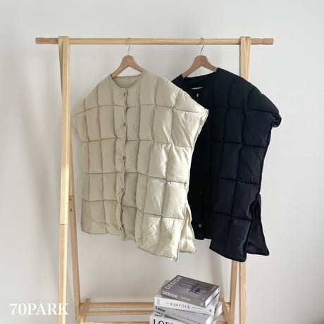 【即納】#サイドスリット 中綿 パフ ポンチョ 全2色 ジャケット