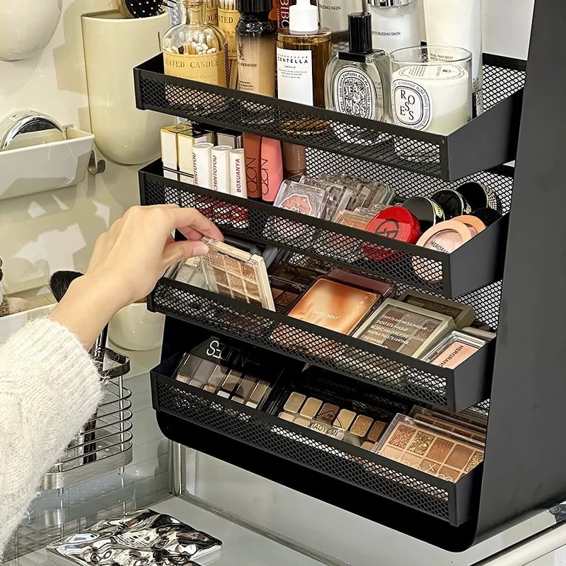 大容量 四段 香水 コスメ ディスプレイ アイアン 収納 ラック 全2色