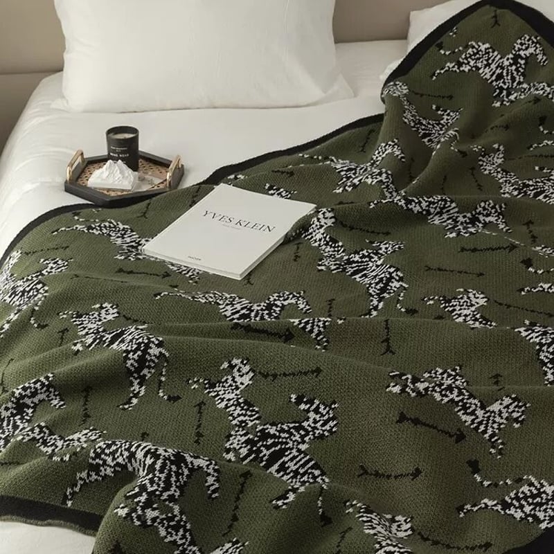 ゼブラ柄 ニット ブランケット 130×170 膝掛け マルチカバー | 70PARK