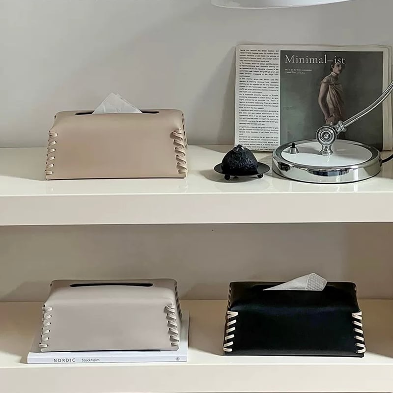 サイド ステッチ フェイクレザー ティッシュケース 全3色 | 70PARK サイド ステッチ フェイクレザー ティッシュケース 全3色 | 70PARK