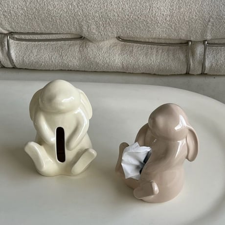 【即納】#ウサギ モチーフ セラミック ティッシュケース 全2色