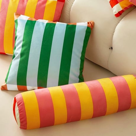 #マルチカラー ストライプ ロング クッション 全4色 60cm