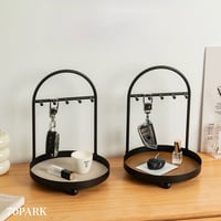 【即納】#アイアン レザー アクセサリー 鍵 スタンド トレイ 全2色 収納 小物置き