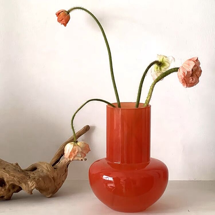 高品質 Shuna_love 赤色フラワーベース 花瓶 333 ruscha 花瓶 