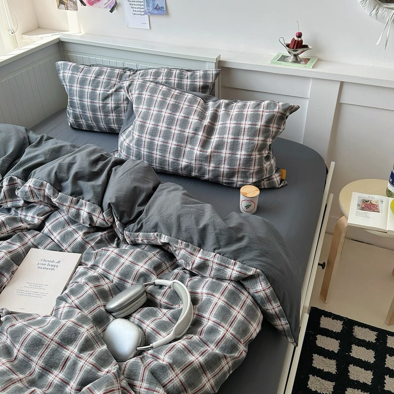 グレー ミックス チェック柄 布団カバーセット 全2サイズ オール