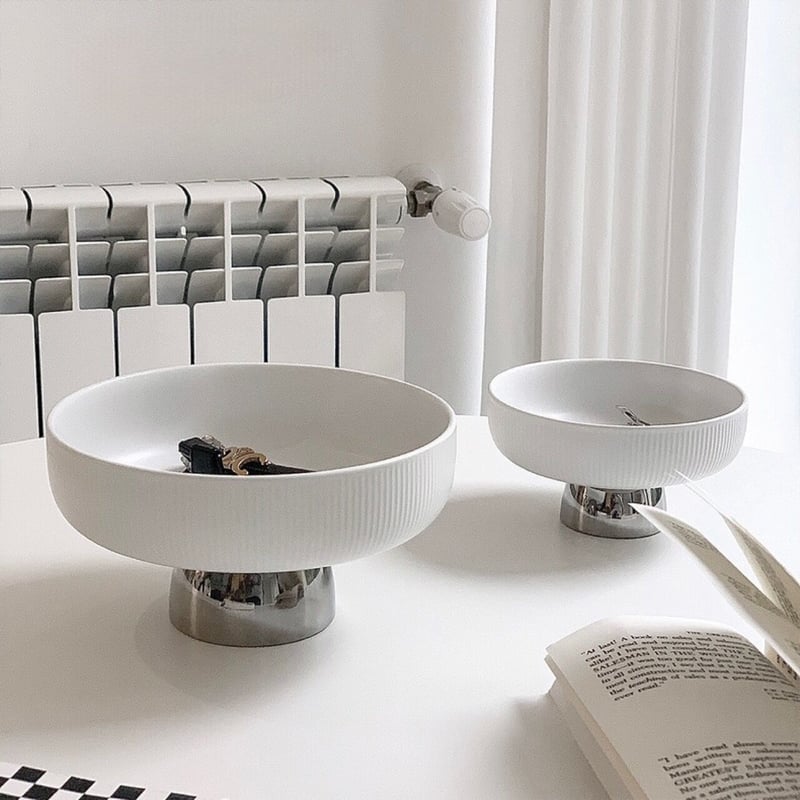 セラミック シルバー 脚付き トレイ 全2サイズ 小物入れ | 70PARK
