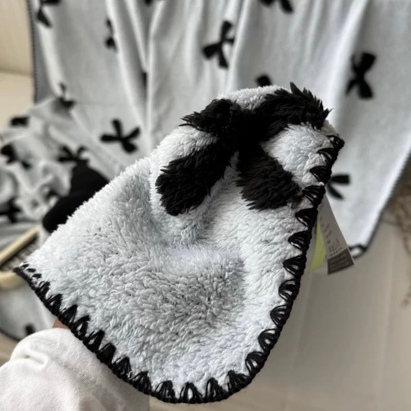 ブルー リボン パターン ステッチ ブランケット 150×200 膝掛け | 70PARK