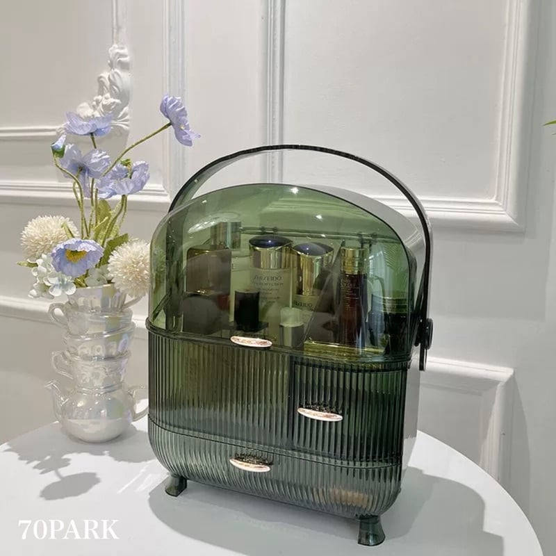 グリーン ポータブル コスメ ボックス メイク 収納 | 70PARK