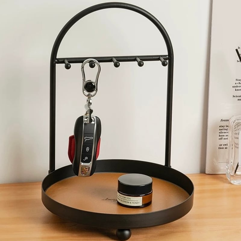 小物　トレー　アクセサリー スタンド 小物置き 収納 家具 インテリア 即納】#アイアン レザー アクセサリー 鍵 スタンド トレイ 全2色 収納