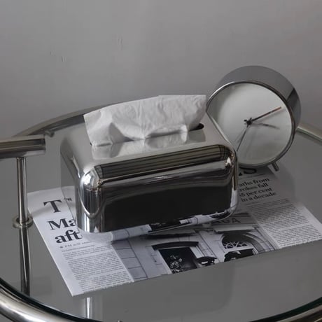【即納】#シルバー メタリック シンプル ティッシュケース