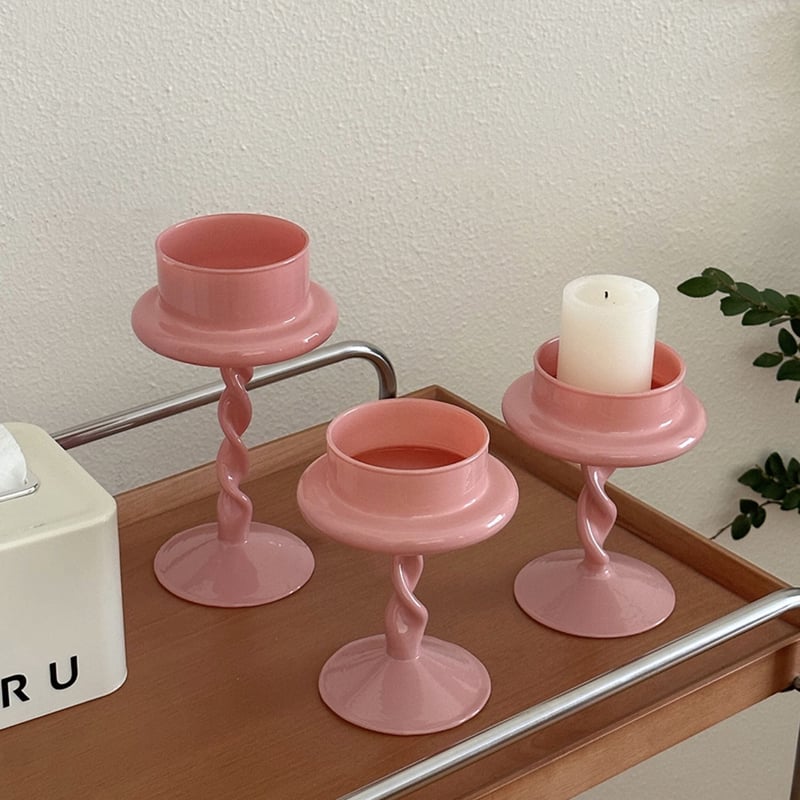 2way ピンク ツイスト キャンドルホルダー 全2サイズ | 70PARK