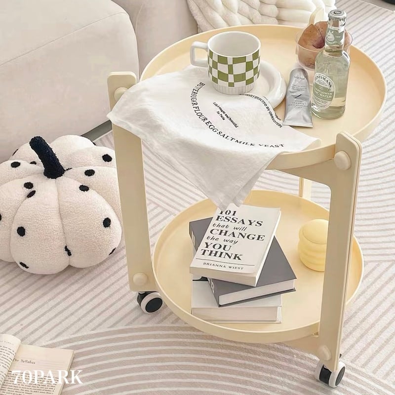 ラウンド トレイ 2段 サイドテーブル 収納 ワゴン | 70PARK