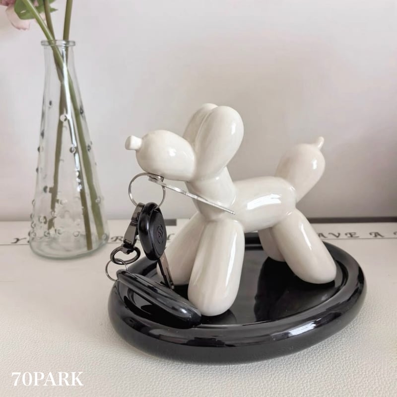 バルーン ドッグ モチーフ キー トレイ 全2色 犬 鍵 収納 玄関 | 70PARK