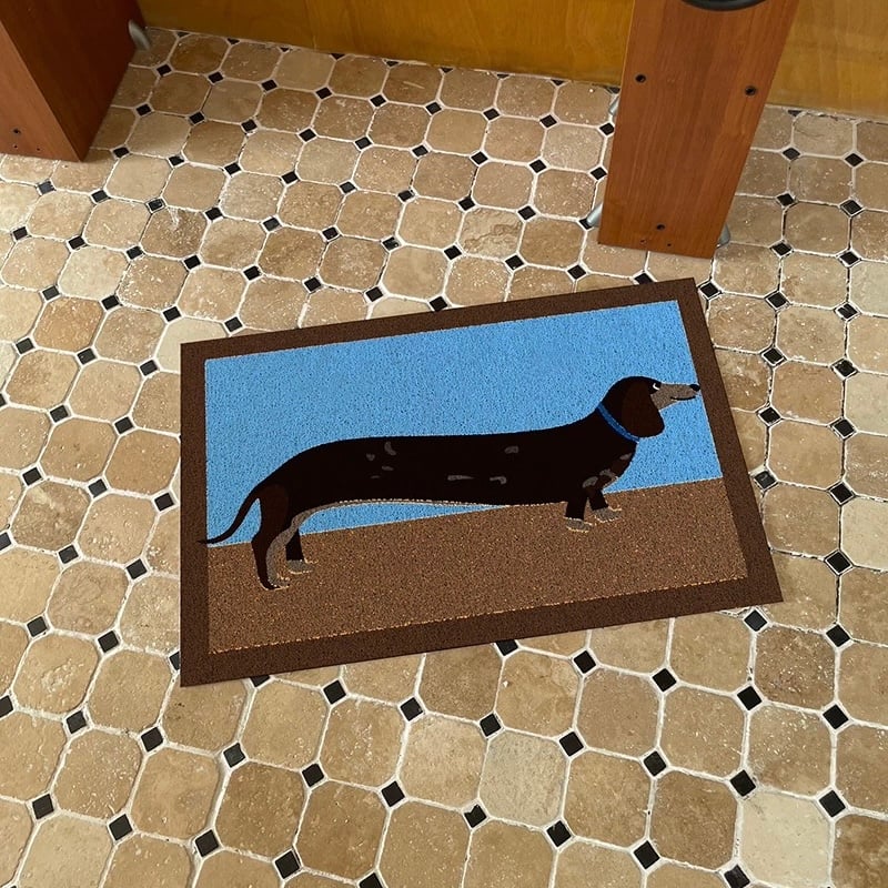 ダックスフンド ミックス カラー 玄関 マット 全2色 50×75 泥落とし 犬