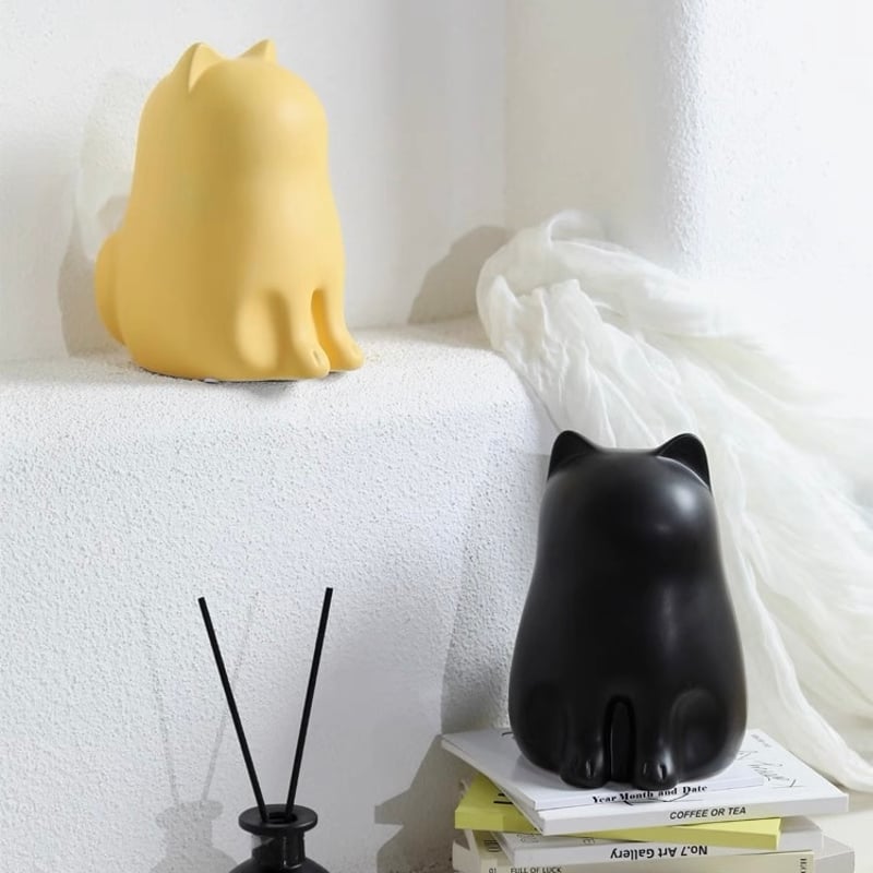 おすわり キャット セラミック ティッシュケース 全4色 猫 ティッシュ