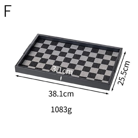 #ブラック アイアン チェッカー柄 トレイ 全3色 2サイズ 収納