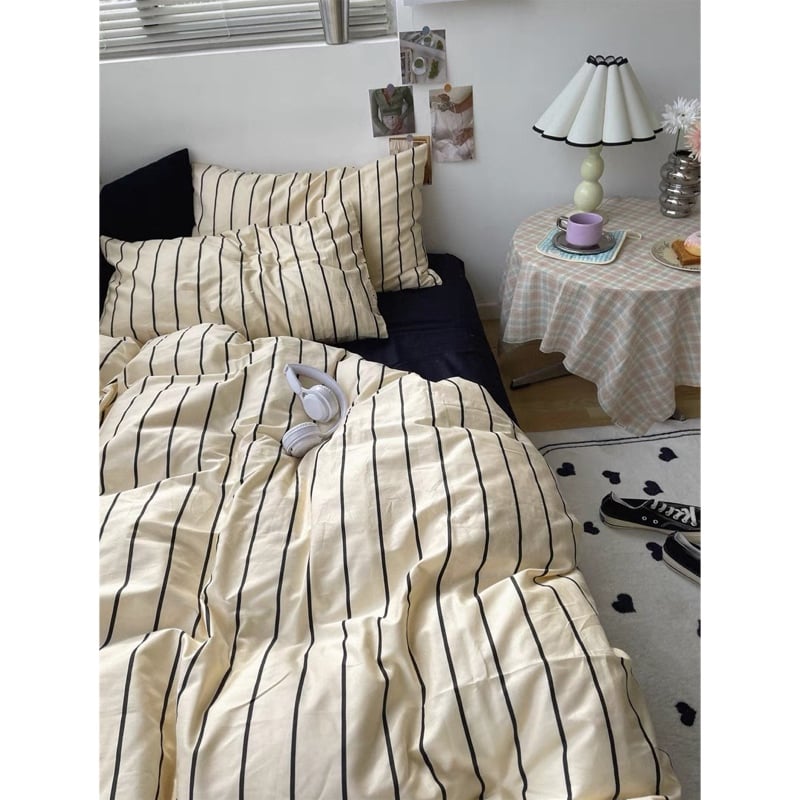 ACTUS CHENILLE STRIPE 掛け布団カバー S 2枚アイボリー ACTUS