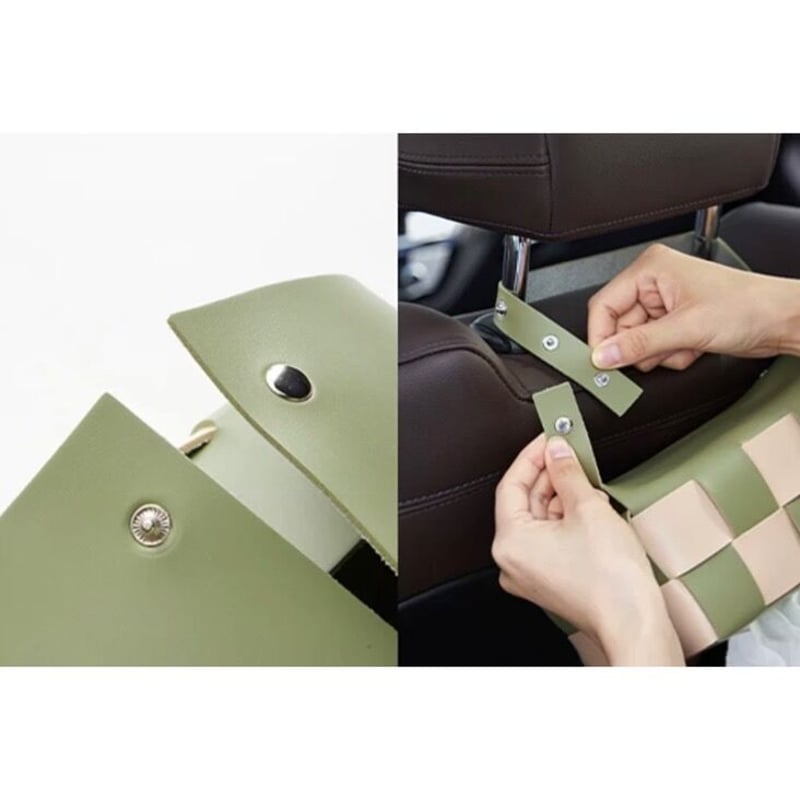 レザー織りチェック柄ののティッシュ収納ボックス　ブラック IXC (イクスシー) IXC Leather tissue box イクスシーオリジナル