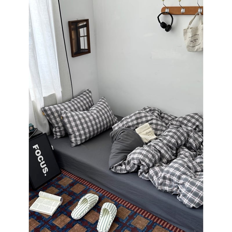 グレー ミックス チェック柄 布団カバーセット 全2サイズ オール