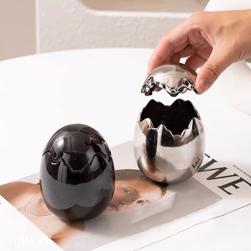 エッグ モチーフ セラミック 小物入れ 全4色 たまご 収納 | 70PARK